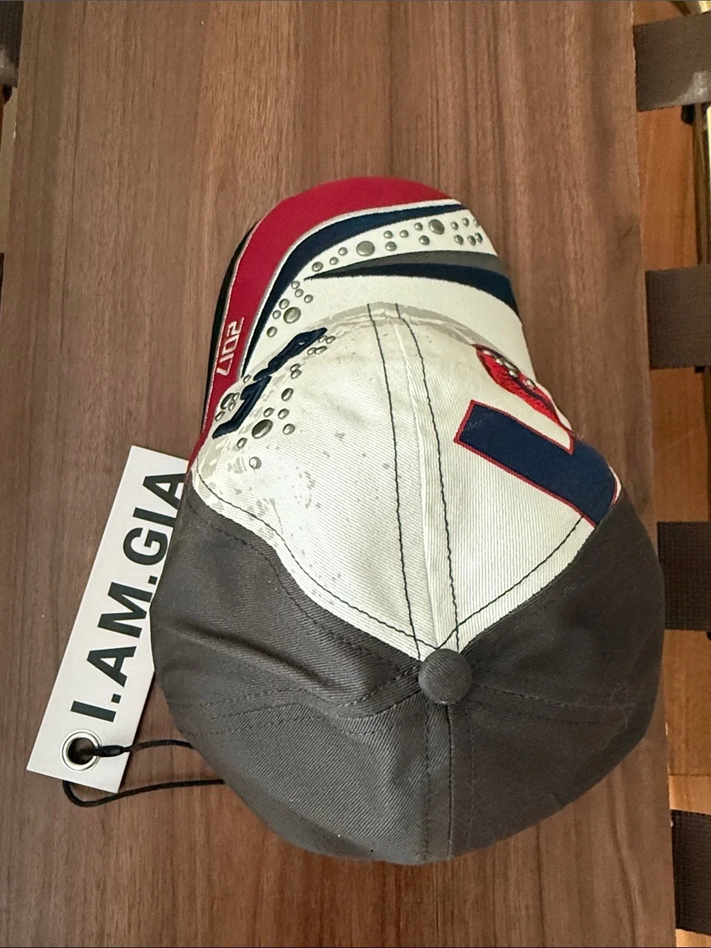 I.AM.GIA Black, Red & Blue Embellished Baseball Cap